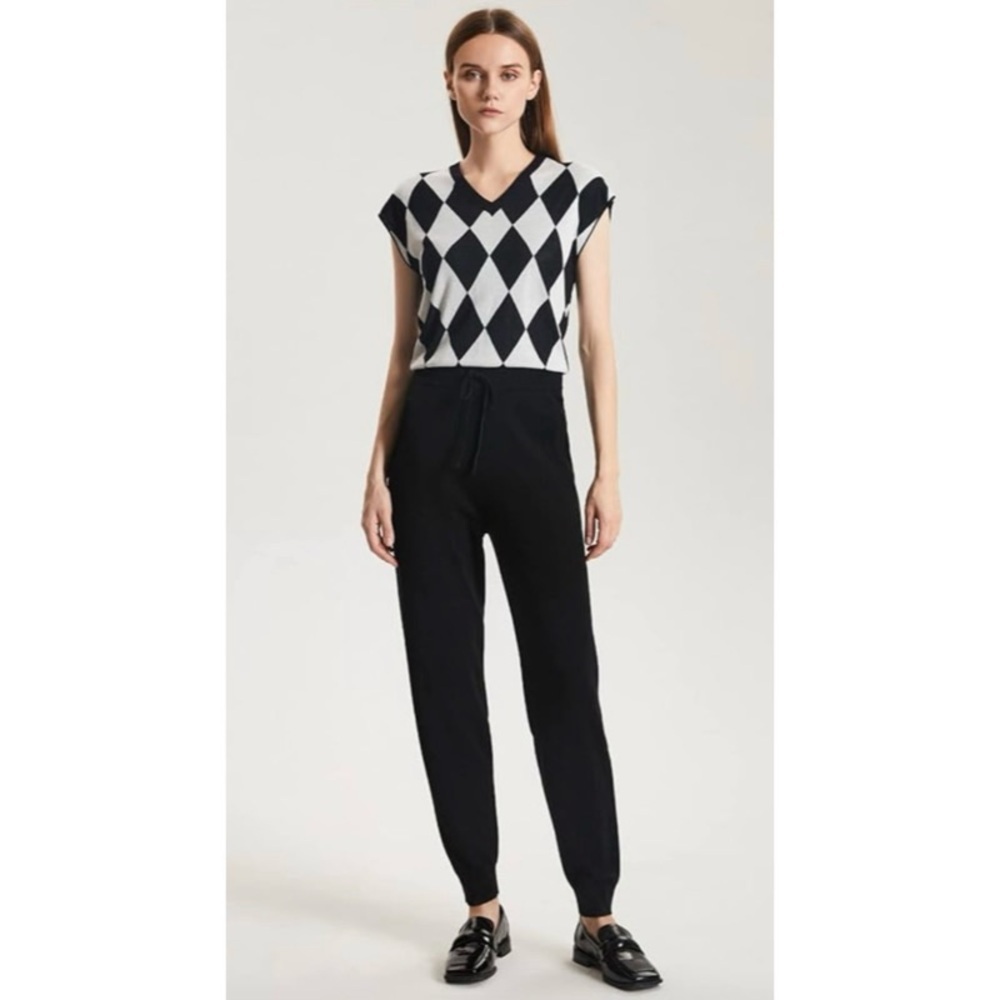 Greenmount Black Baggy Fit High Rise Cashmere Blend Joggers M